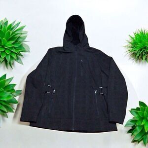 Free Country Black Full Zip Jacket with Removable Hood Faux Fur Lined Size Large